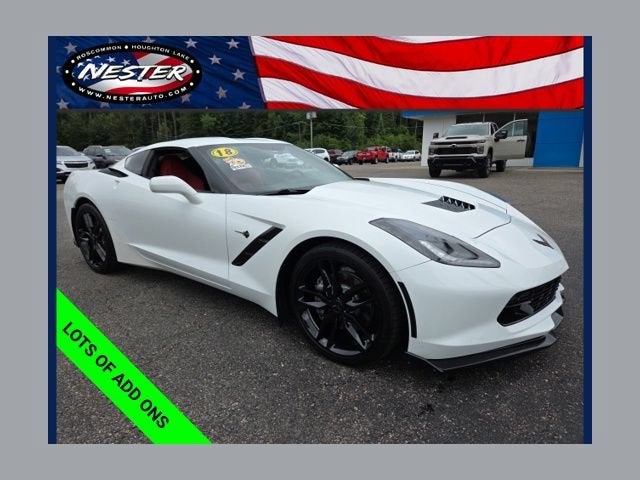 2018 Chevrolet Corvette Stingray 1LT in Arctic White — front three-quarter view