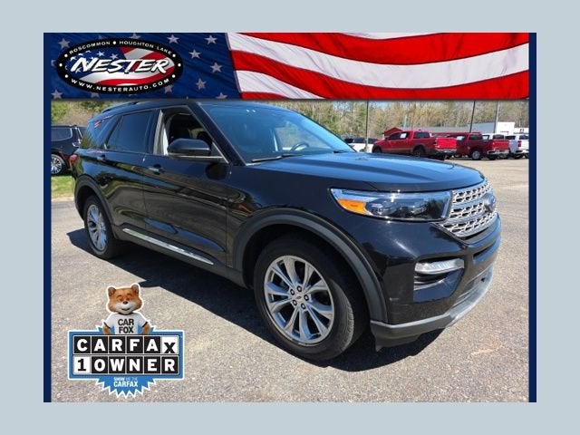 2021 Ford Explorer Limited in Black — front three-quarter view